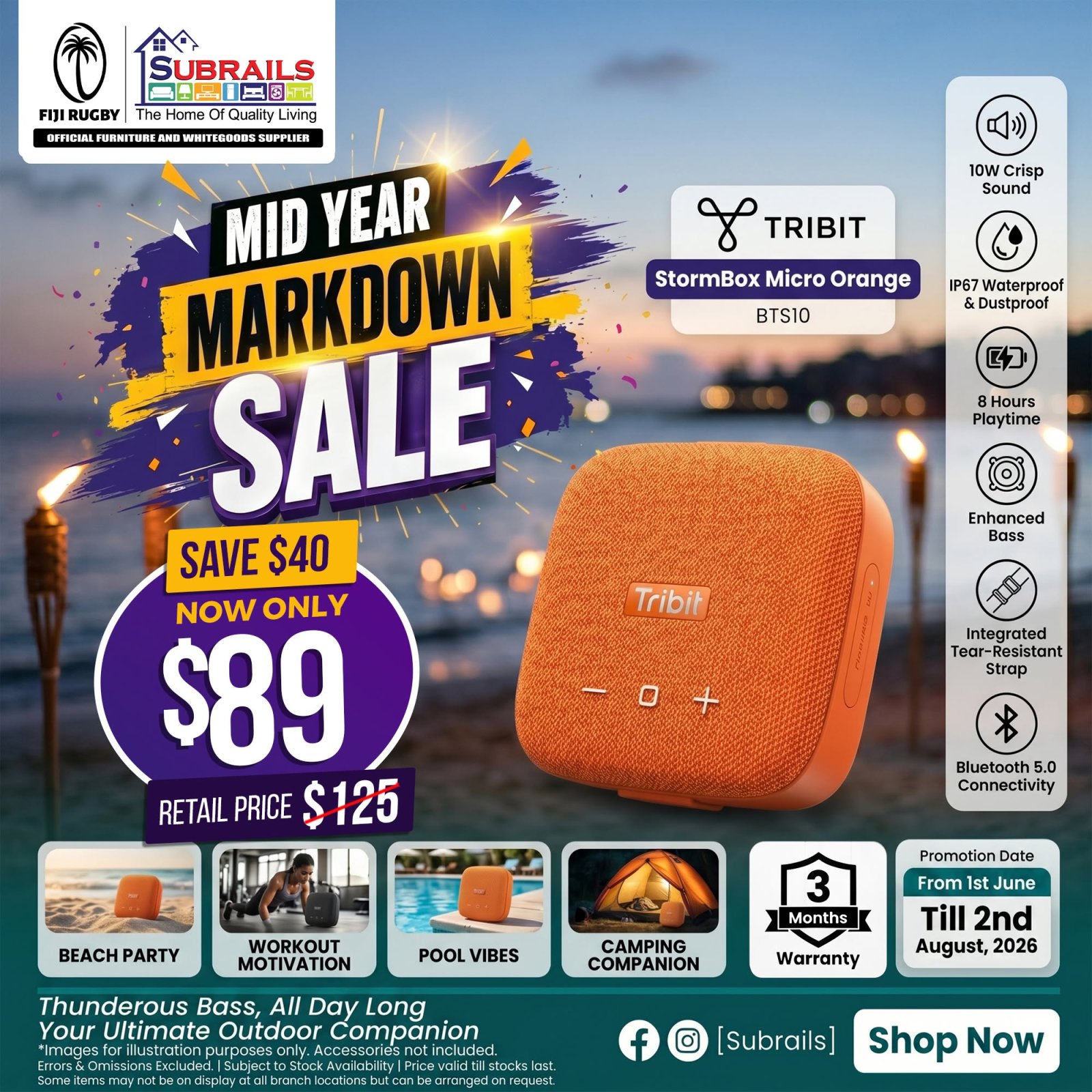 TRIBIT StormBox Micro Orange Mid Year Markdown