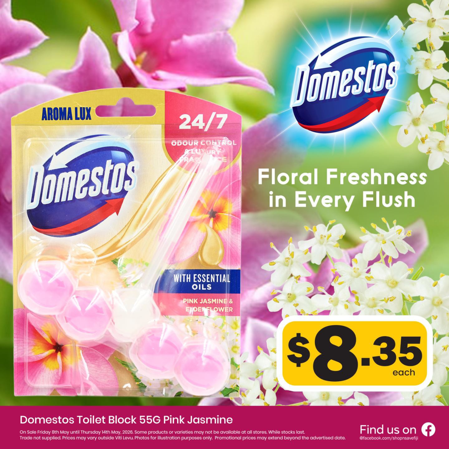 Domestos Toilet Block 55G Pink Jasmine
