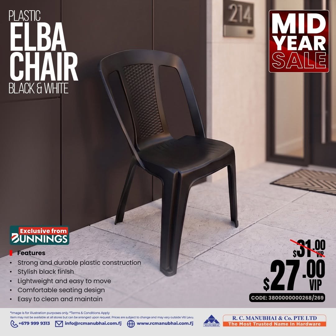 Plastic Elba Chair Black & White