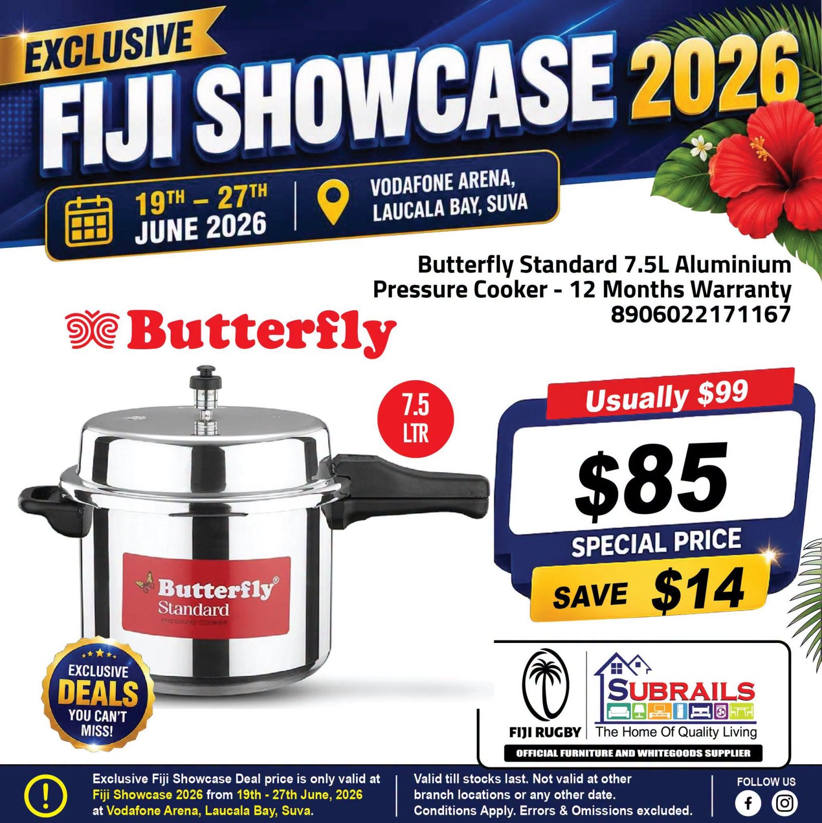 Butterfly Standard 7.5L Aluminium Pressure Cooker