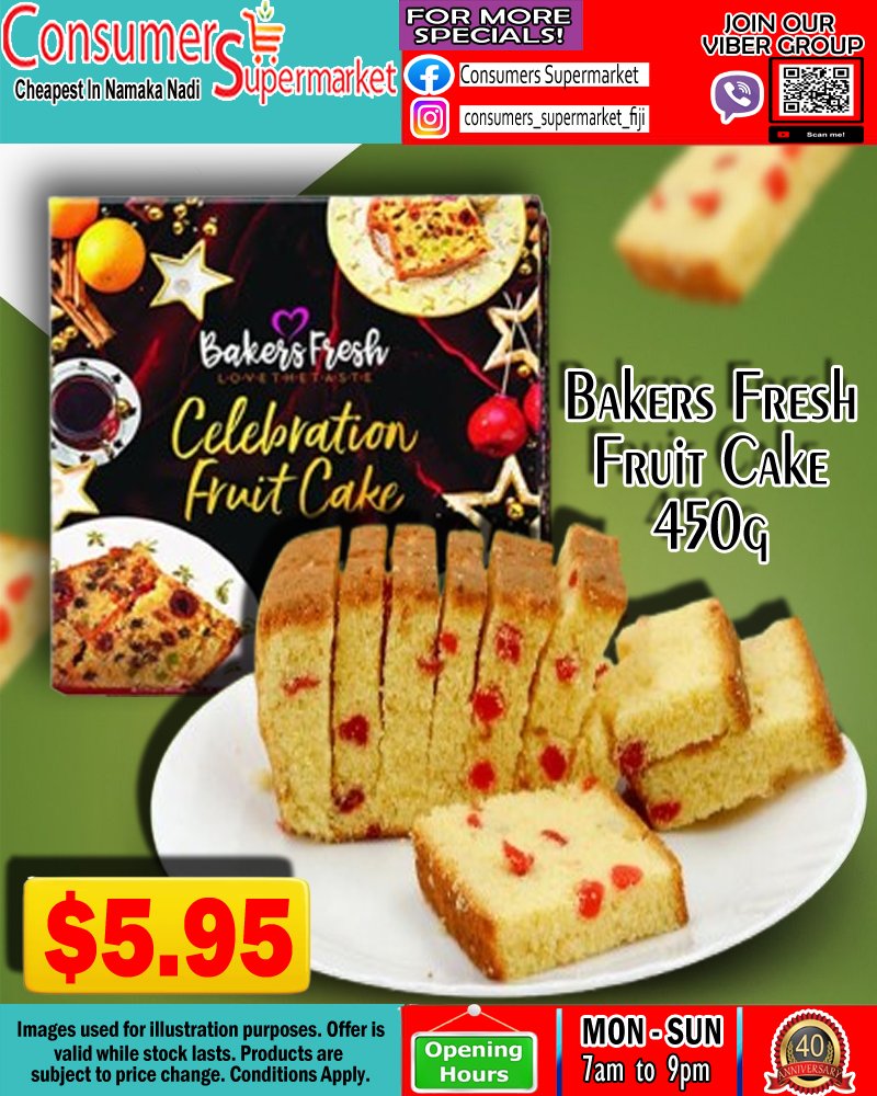 Bakers Fresh Fruit Cake 450g