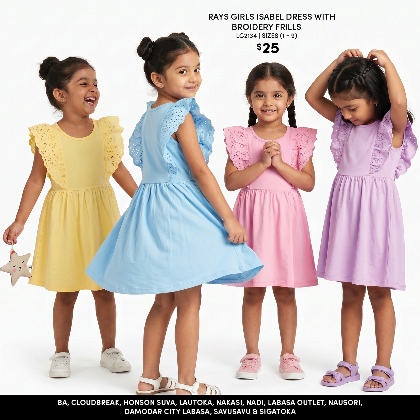 Rays Girls Isabel Dress with Broidery Frills