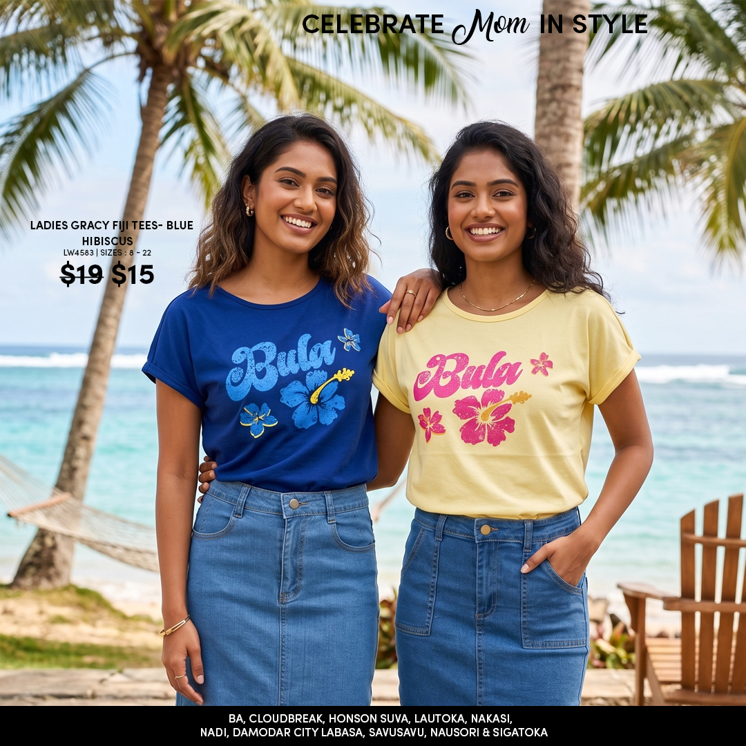 Ladies Gracy Fiji Tees - Blue Hibiscus