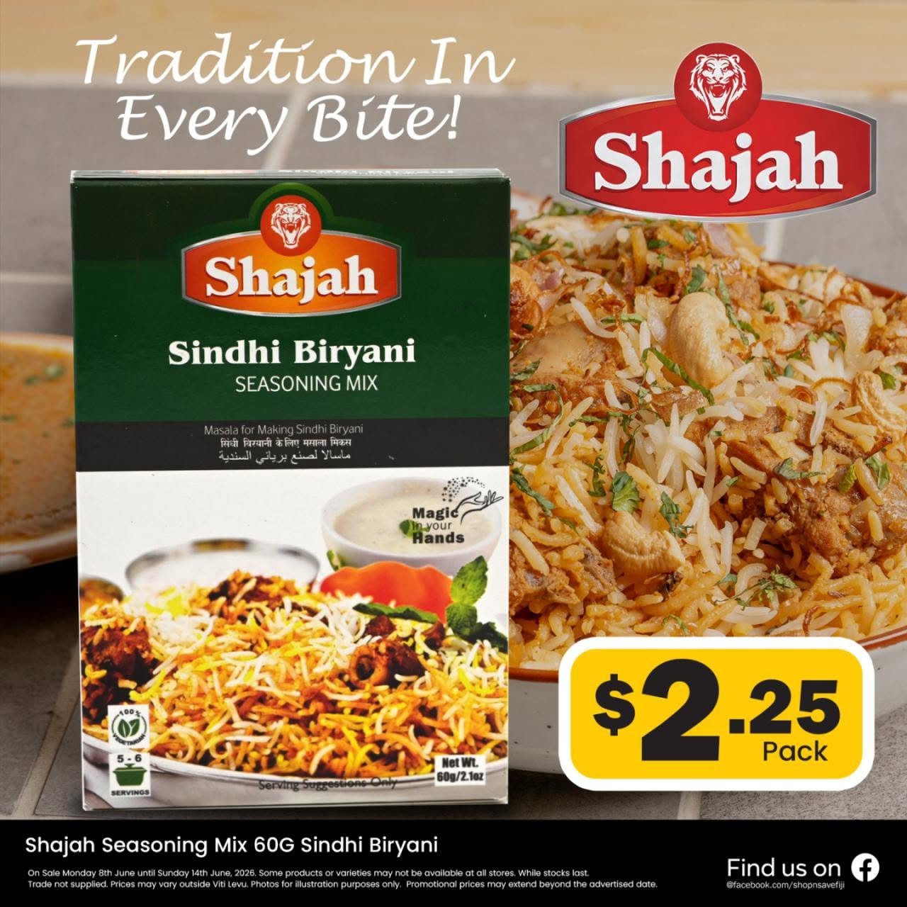 Shajah Seasoning Mix 60G Sindhi Biryani