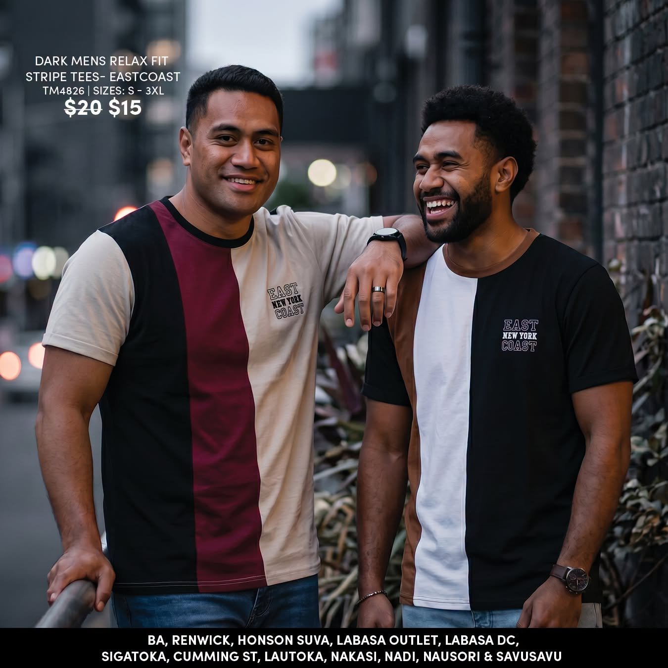 Dark Mens Relax Fit Stripe Tees - Eastcoast