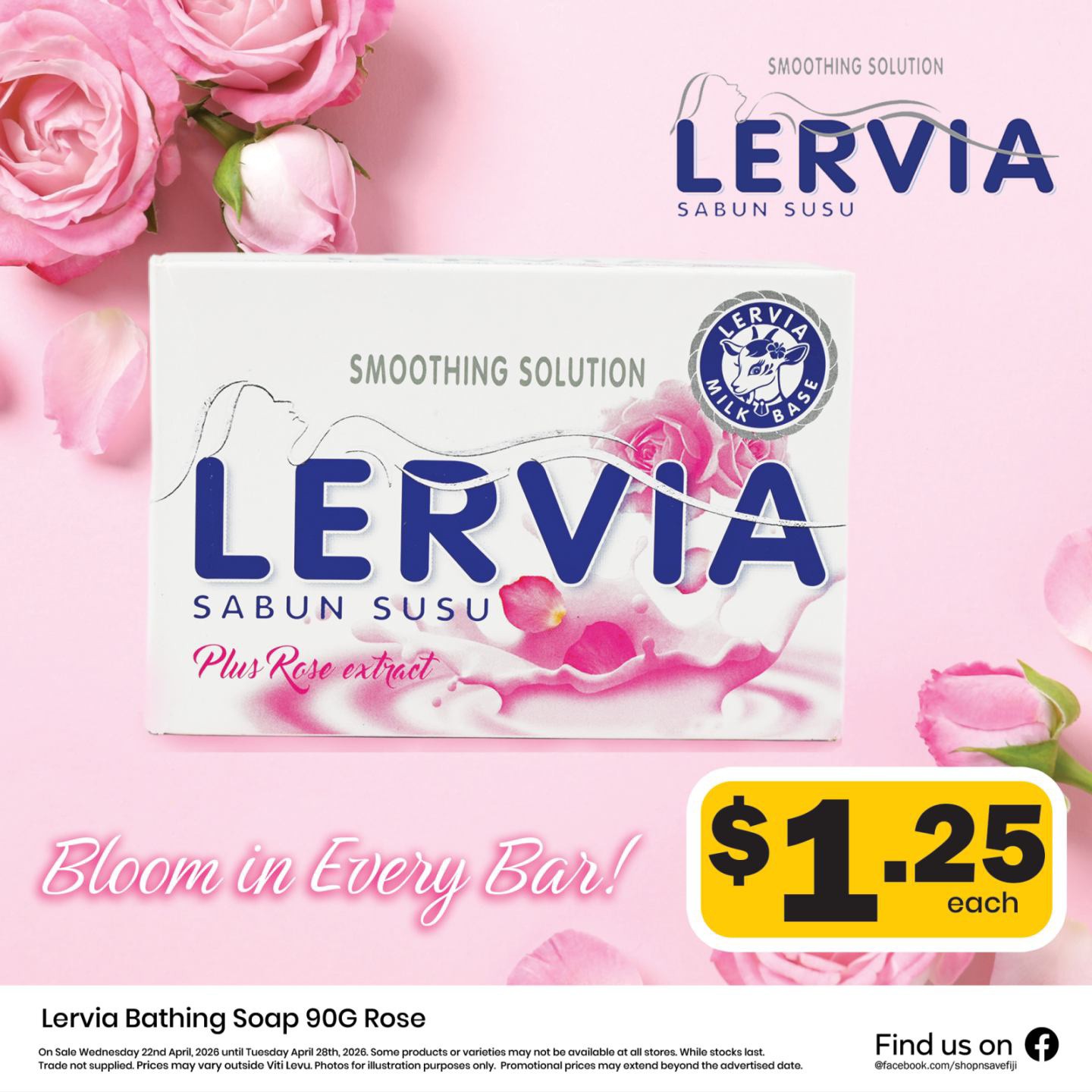 Lervia Bathing Soap 90G Rose - $1.25