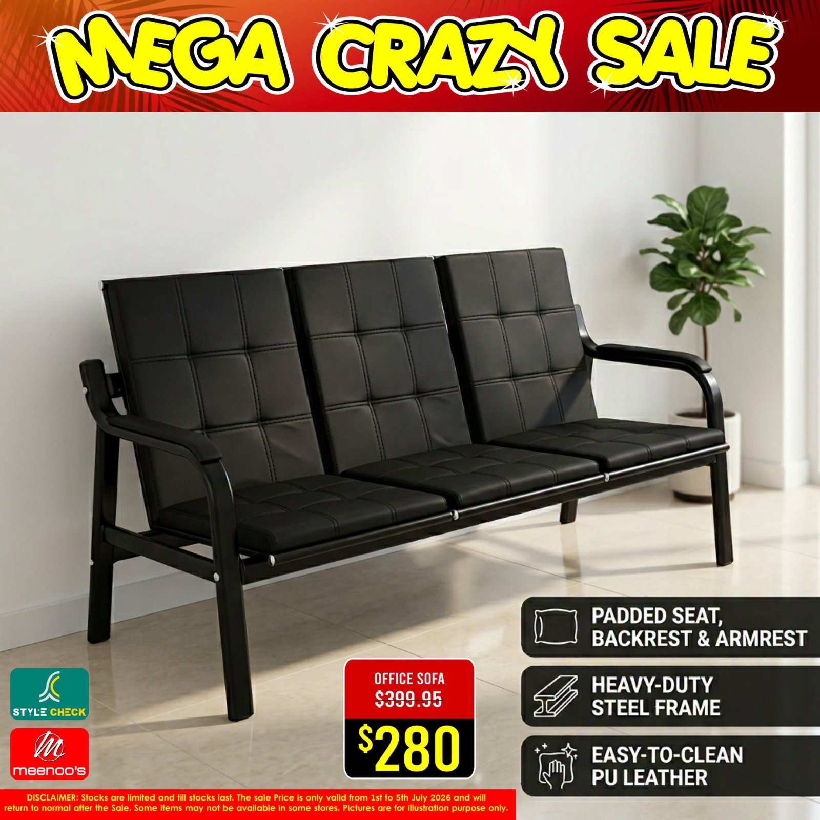 3-Seater Office Sofa