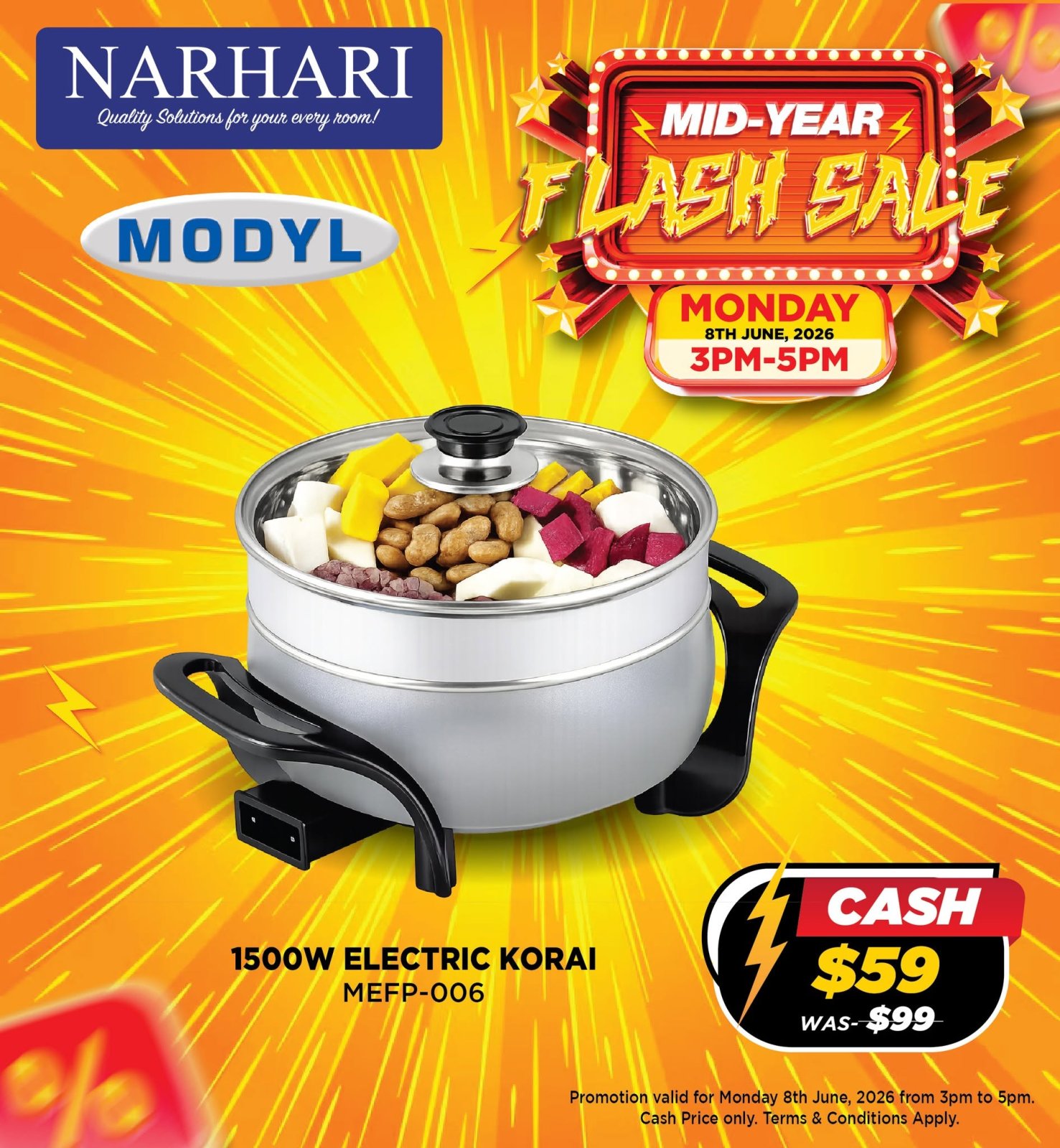 1500W Electric Korai - Mid-Year Flash Sale