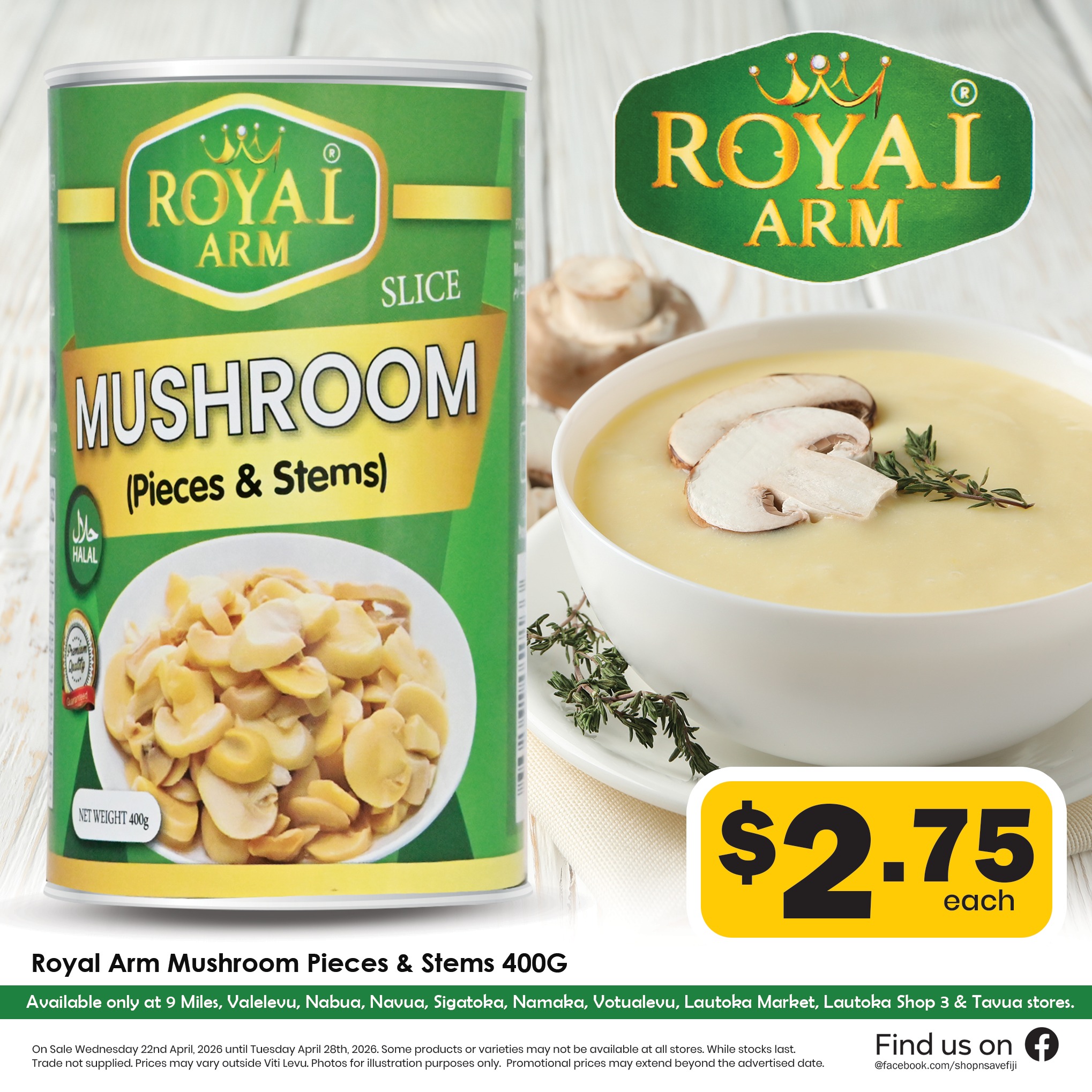 Royal Arm Mushroom Pieces & Stems 400G