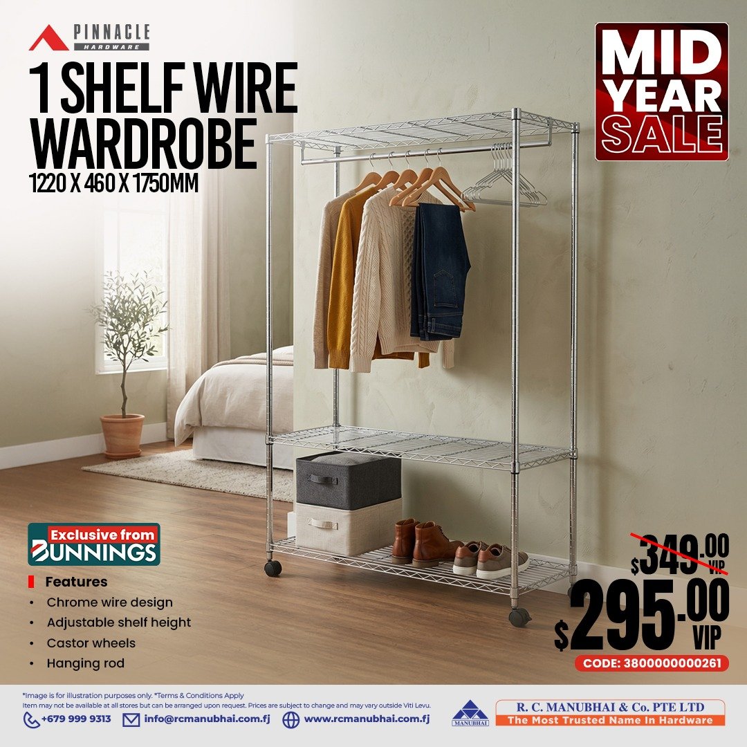 1 Shelf Wire Wardrobe