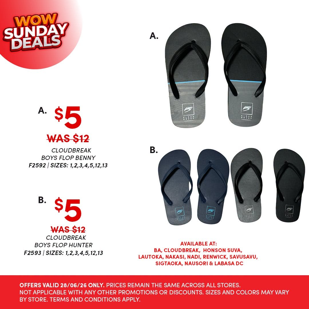WOW Sunday Deals – Cloudbreak Boys Flop Footwear