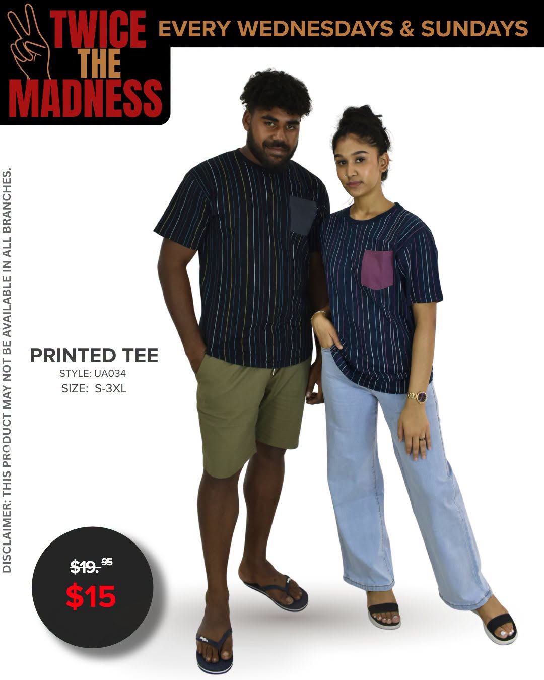 Tees at a reduced price only : $15